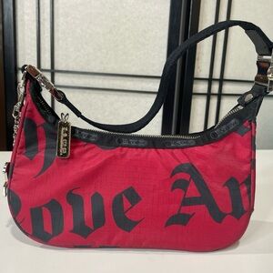 Vtg 2004 L.A.M.B. Gwen Stefani x LeSportsac Small Hella Hobo Bag Mega Print Red